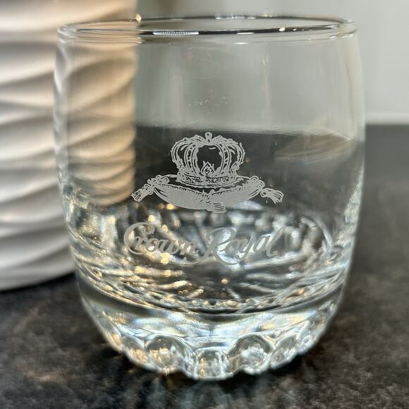 2- Crown Royal Pillow Etched Weighted Bottom Old Fashioned Low Ball Glasses - Picture 2 of 4